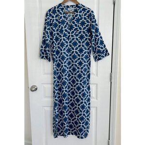 Debbie Katz Tunic Dress Kaftan Mazal Maxi Cover Up Navy
